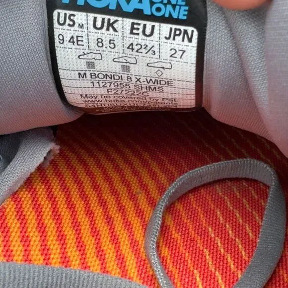 HOKA ONE ONE BONDI 8 (X-WIDE) - Men’s Running Shoes - SIZE 9 4E - Picture 10 of 10